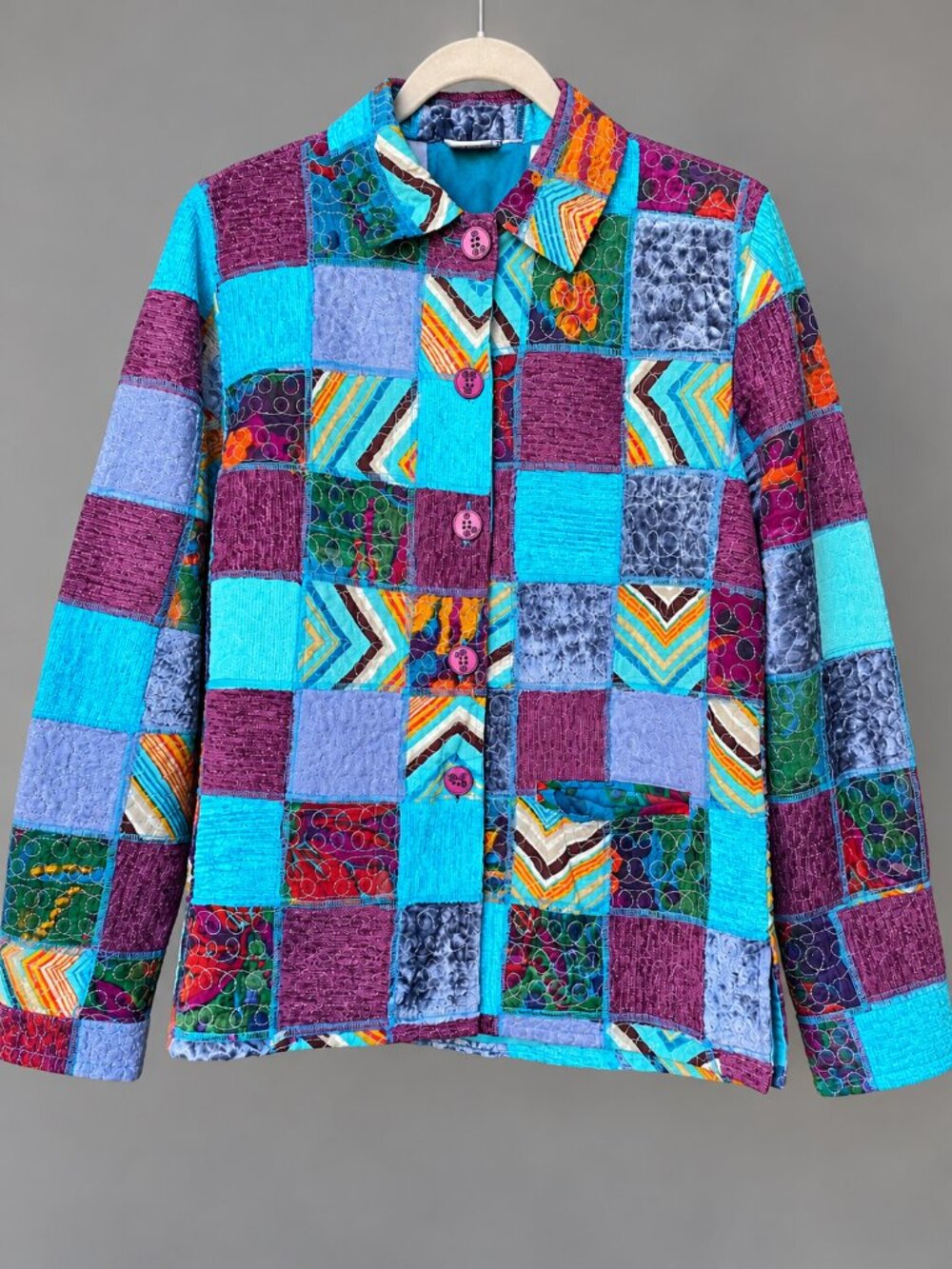 NWT Parsley & Sage Women's Rayon Patchwork Tapestry Art To Wear Jacket